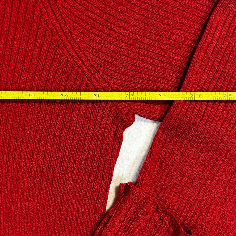 Red Ribbed Turtleneck Sweater Womens XL 16/18 Long Sleeve‎ Knit Top Cozycore